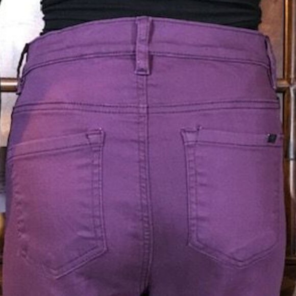 DG2 Pure Purple Front Slit Center Seamed Stretch Cotton Blend Bootcut Jean - Picture 6 of 10